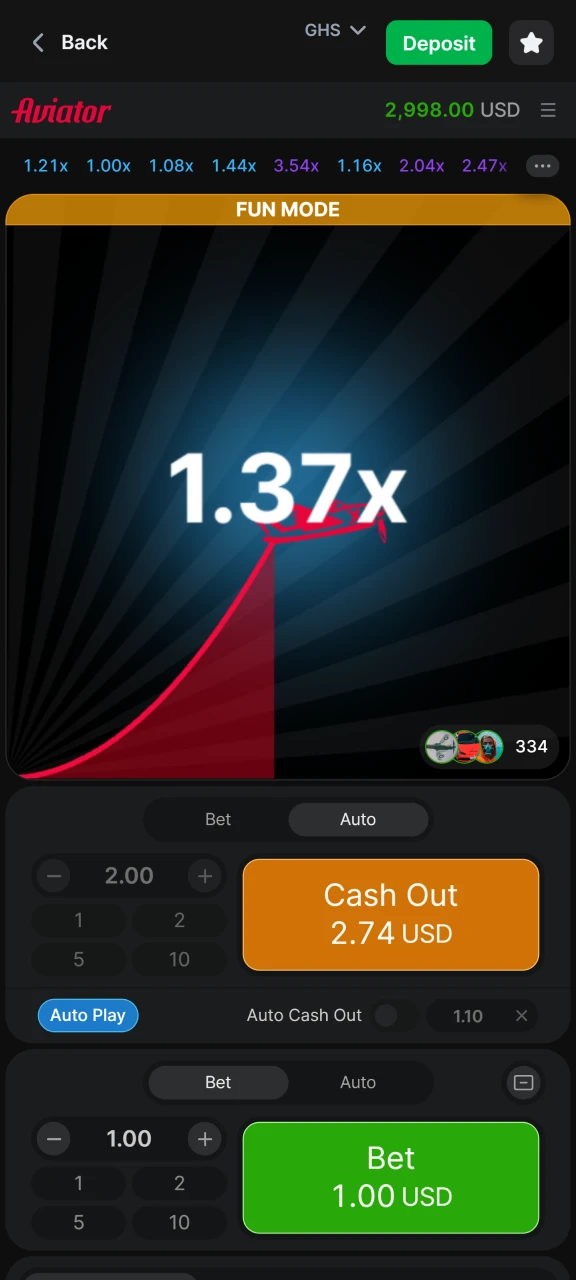 Try the auto bet option in the Aviator game at 1win casino.