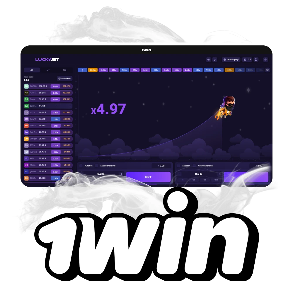 Start playing Lucky Jet on the 1win website.