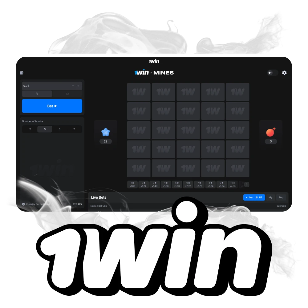Play Mines and win on the 1win platform.