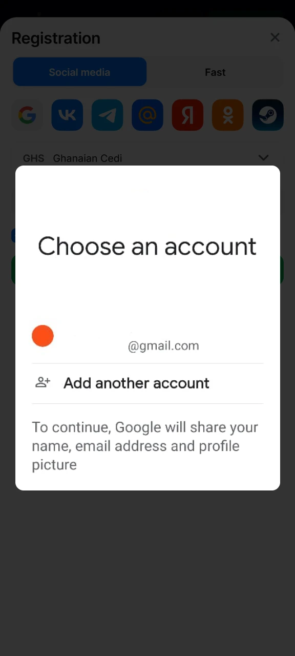 Allow authorization via your social network to create an account at 1win.