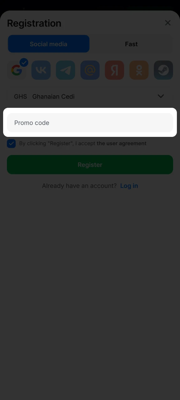 Add the promo code to the appropriate field on the 1win website.