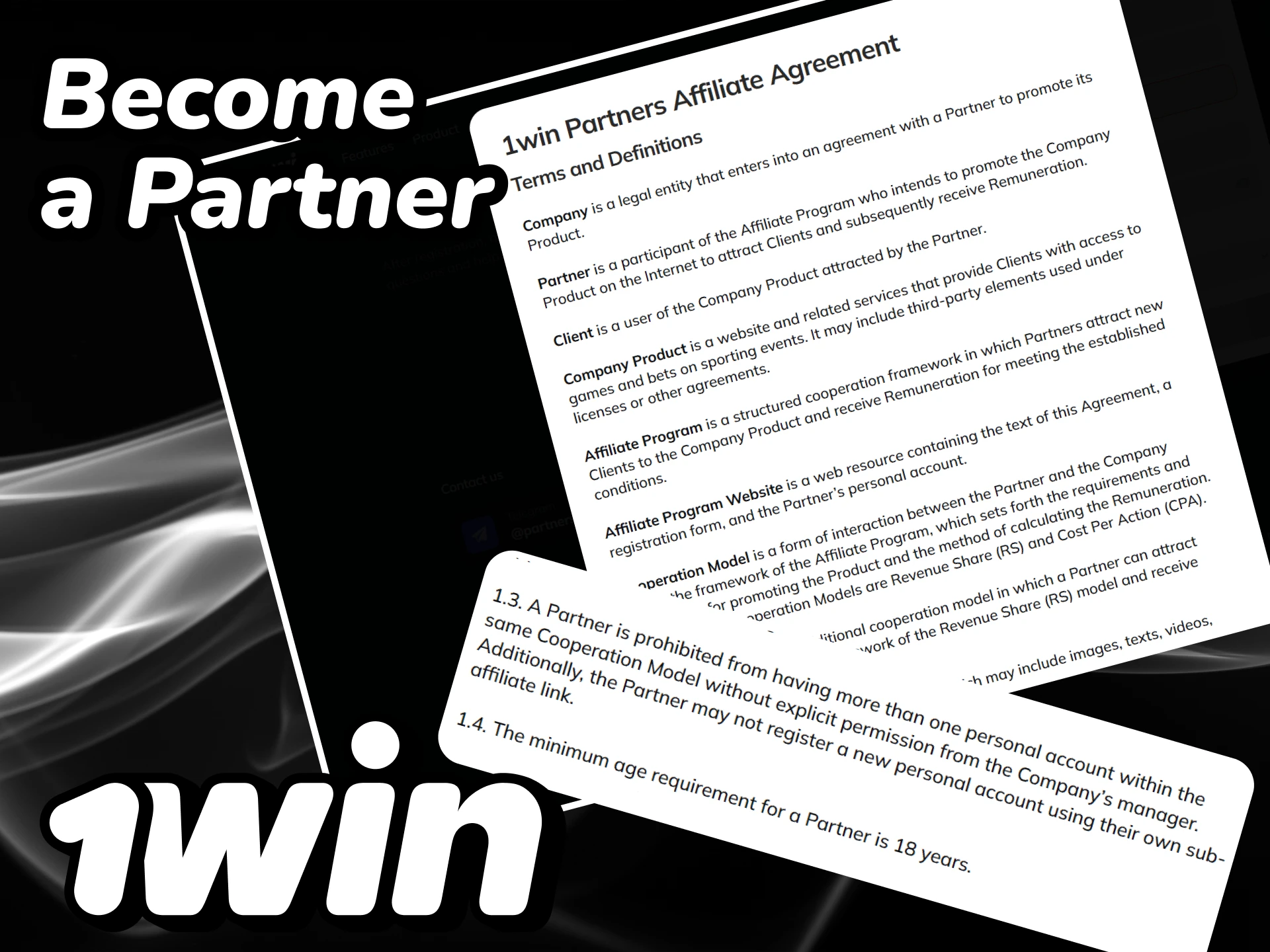 Read the instructions on how to become a 1win partner.