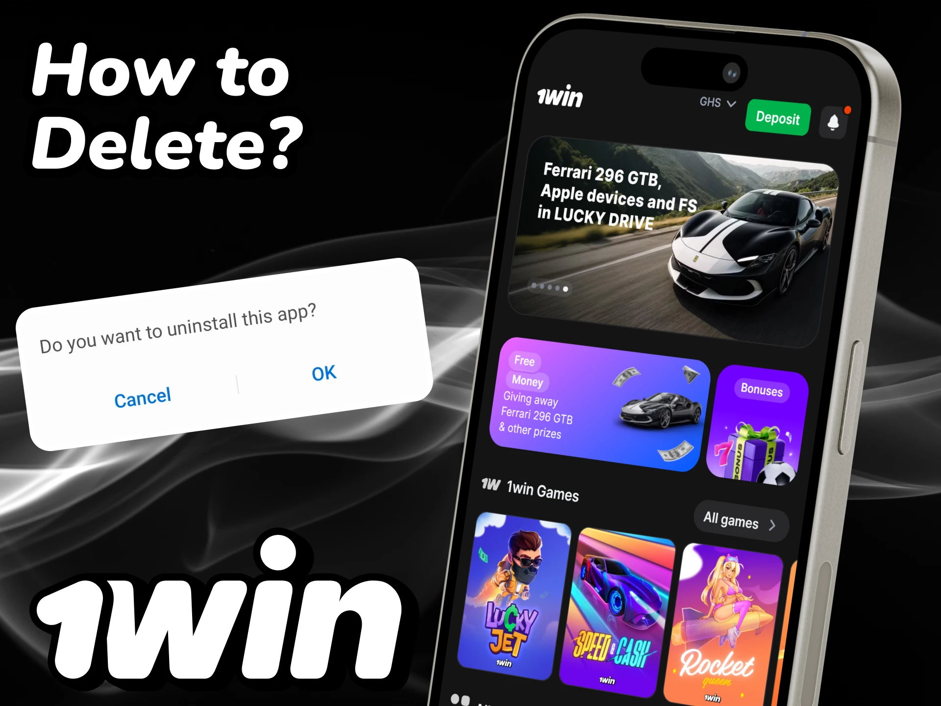 You can easily delete the 1win app from your device.