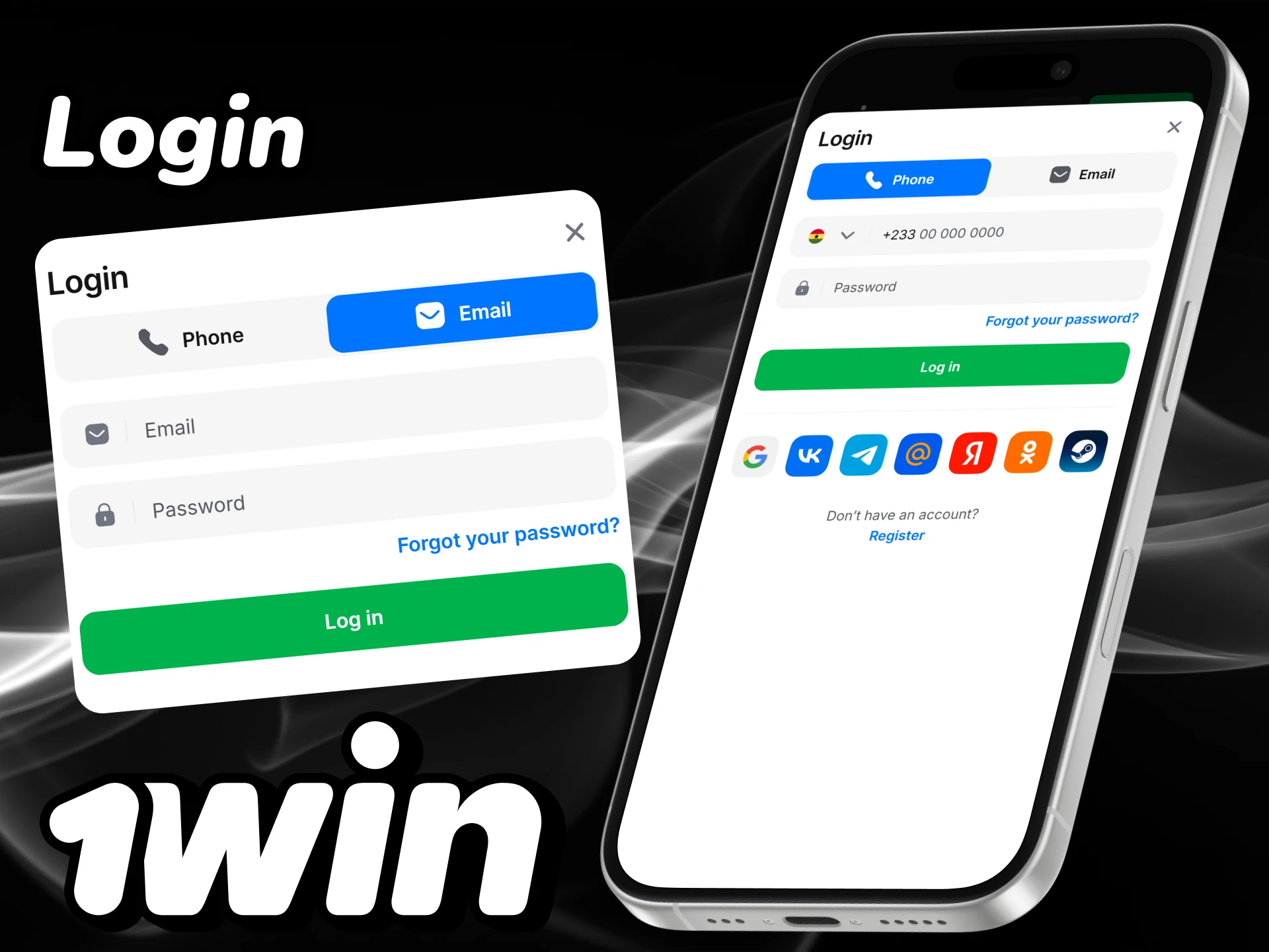 Log in to your 1win account via the app.