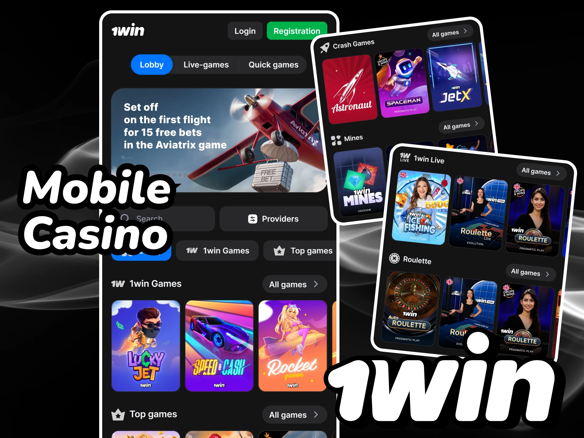 Play casino games in the 1win app for Android and iOS.