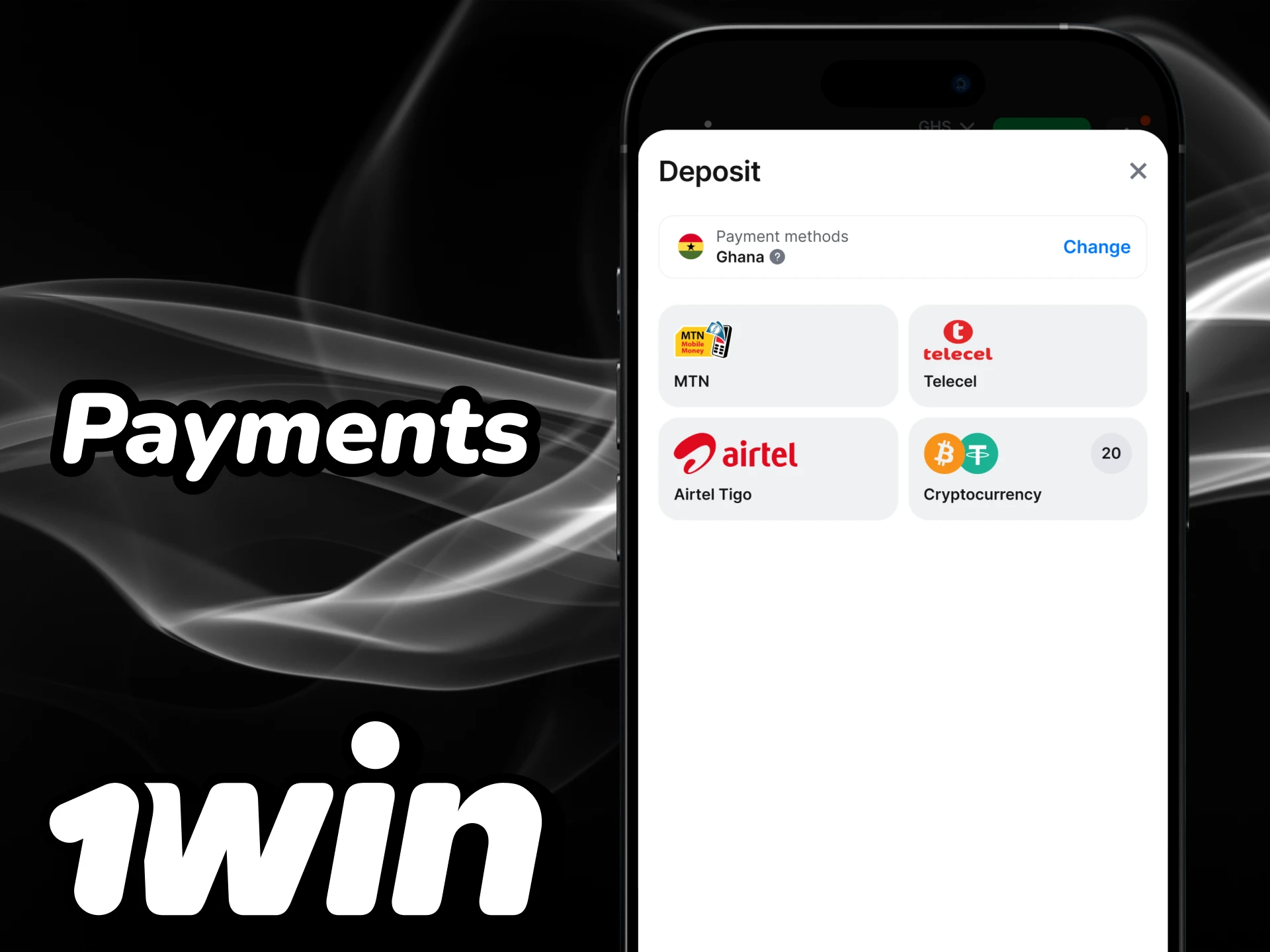 The 1win app offers users various payment methods.