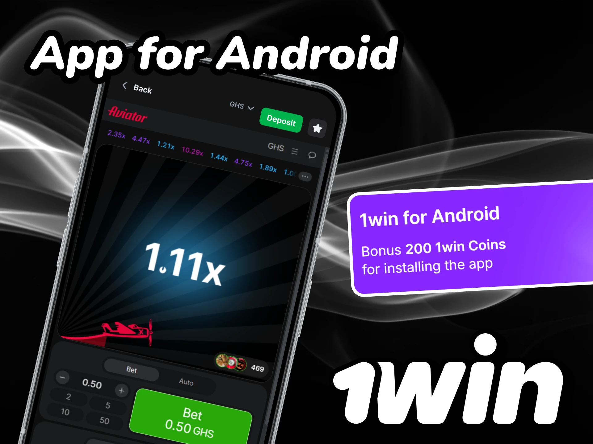 Download the 1win app for Android to play Aviator.