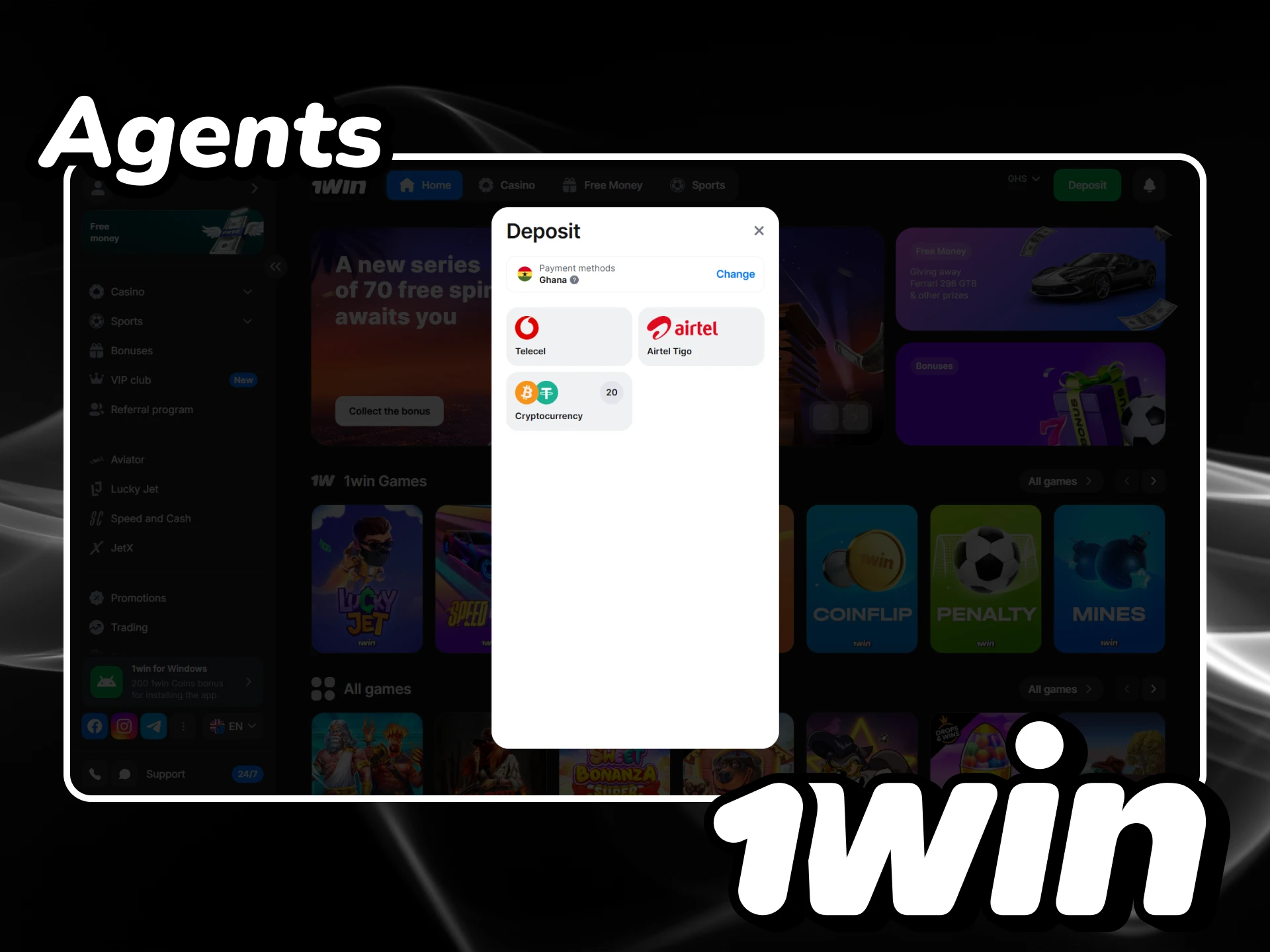 Make a deposit with the assistance of 1win agents.