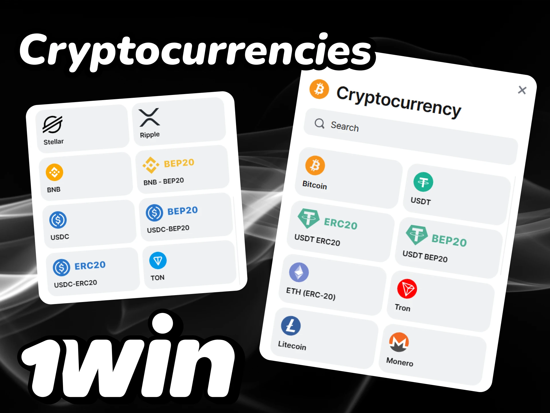 Top up your account with cryptocurrencies on the 1win website.