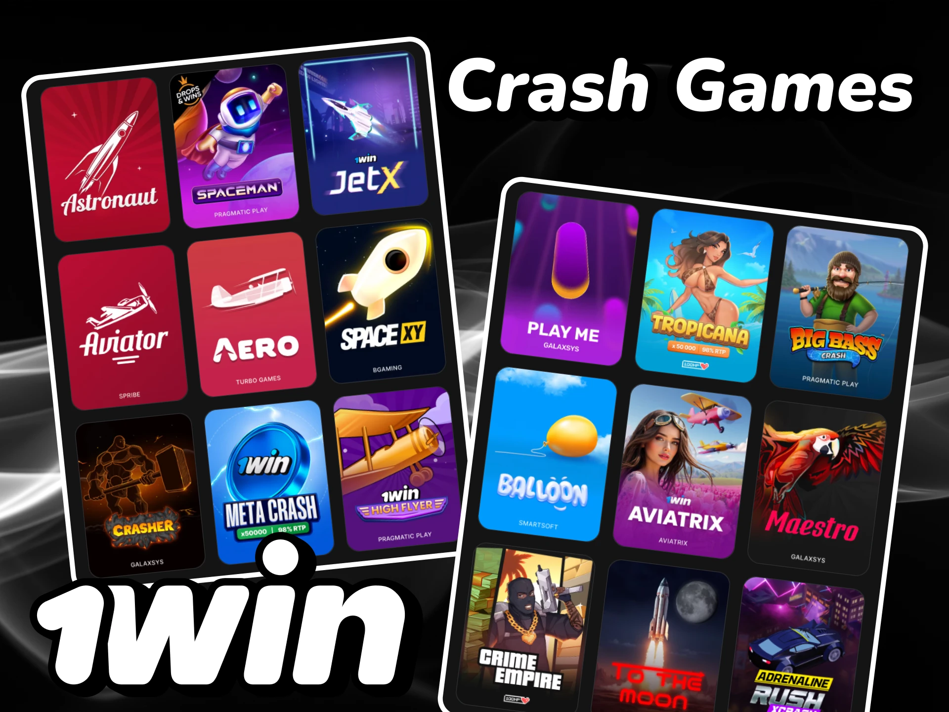Find the section with crash games on the 1win platform.