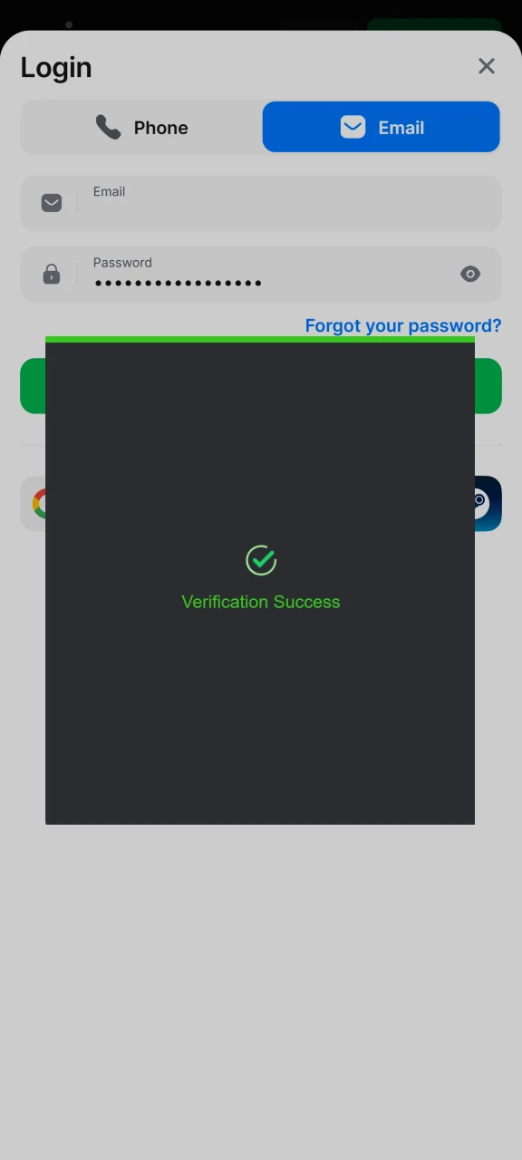 Confirm the captcha to log in to 1win.