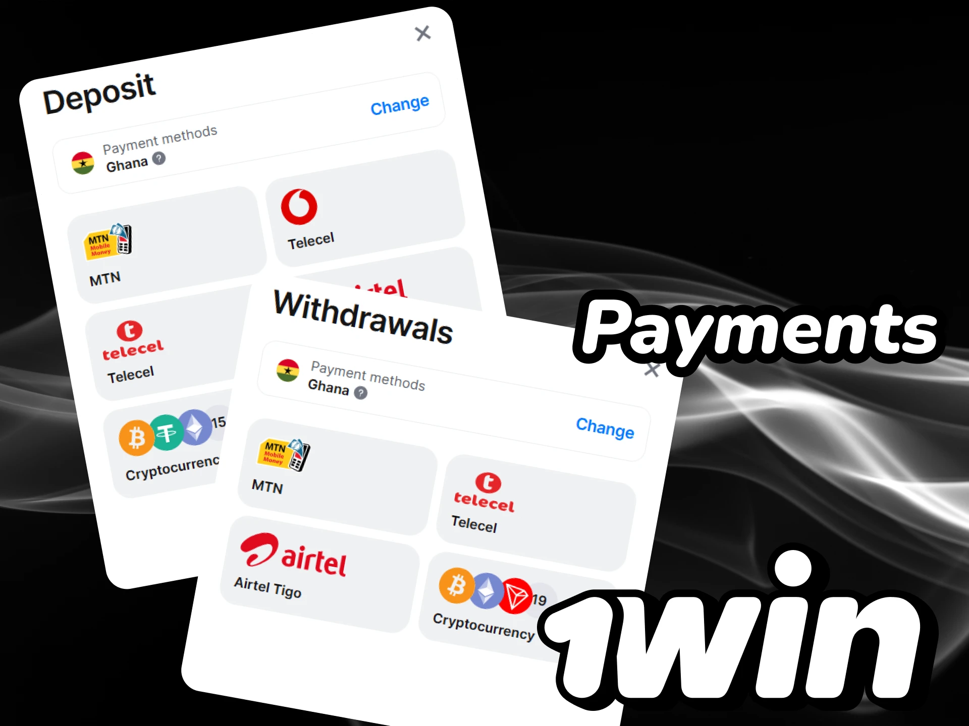Check out the deposit and withdrawal methods available at 1win.