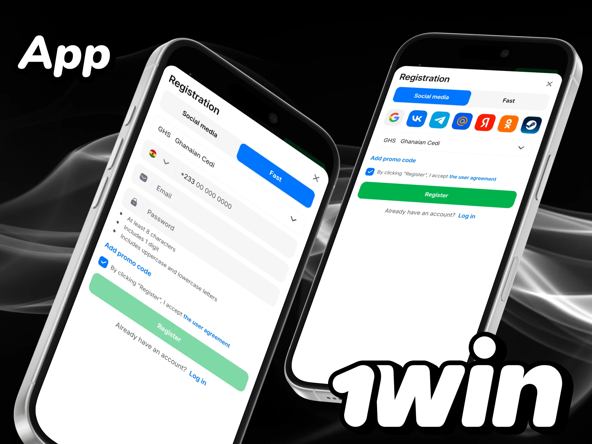 Download the 1win app and complete the registration process.