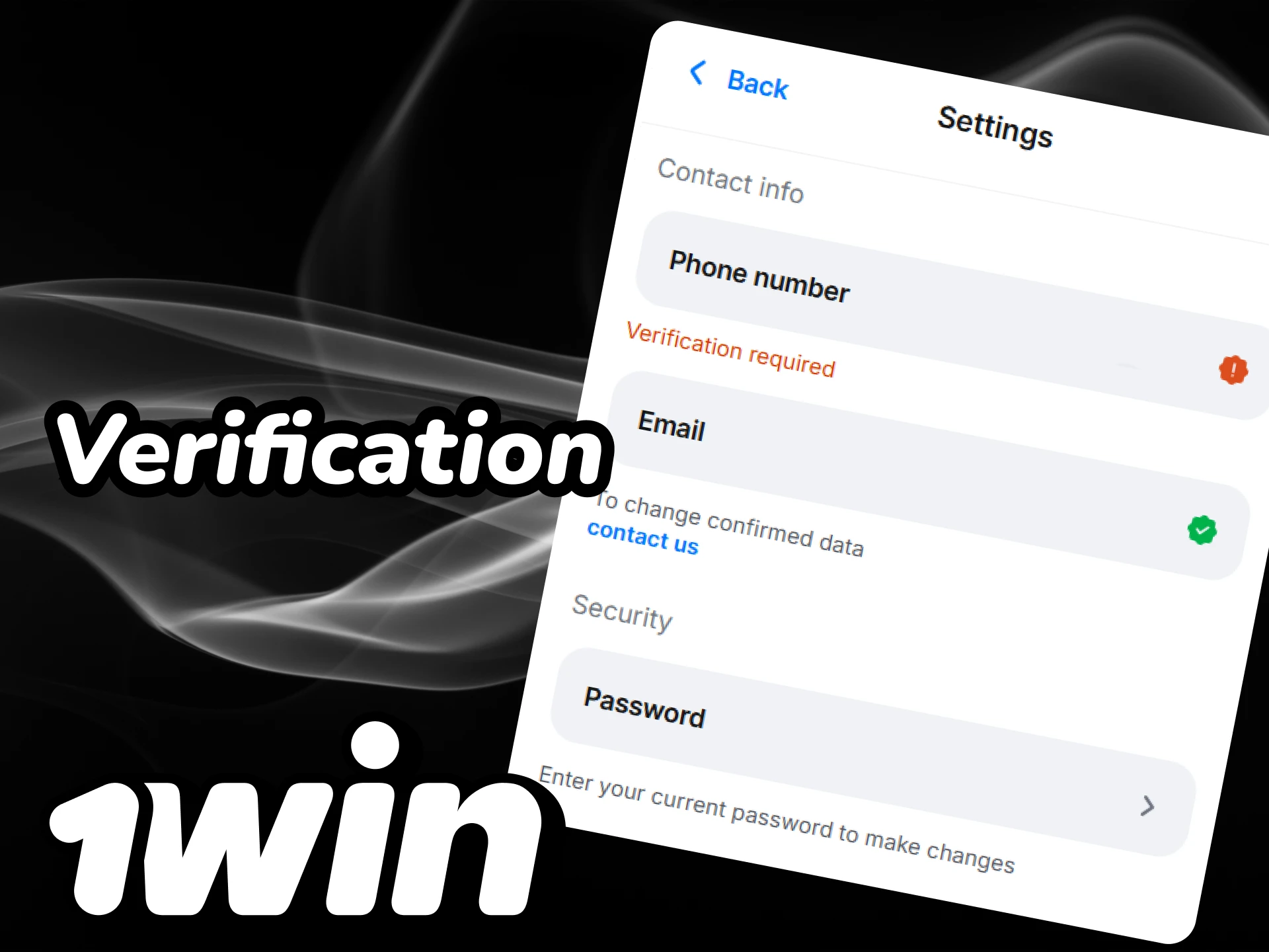 Complete the verification process to access all 1win features.