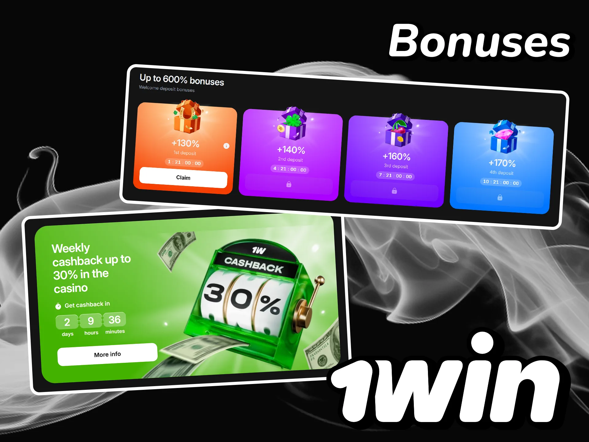Get generous bonuses at 1win and use them in your favorite slots.