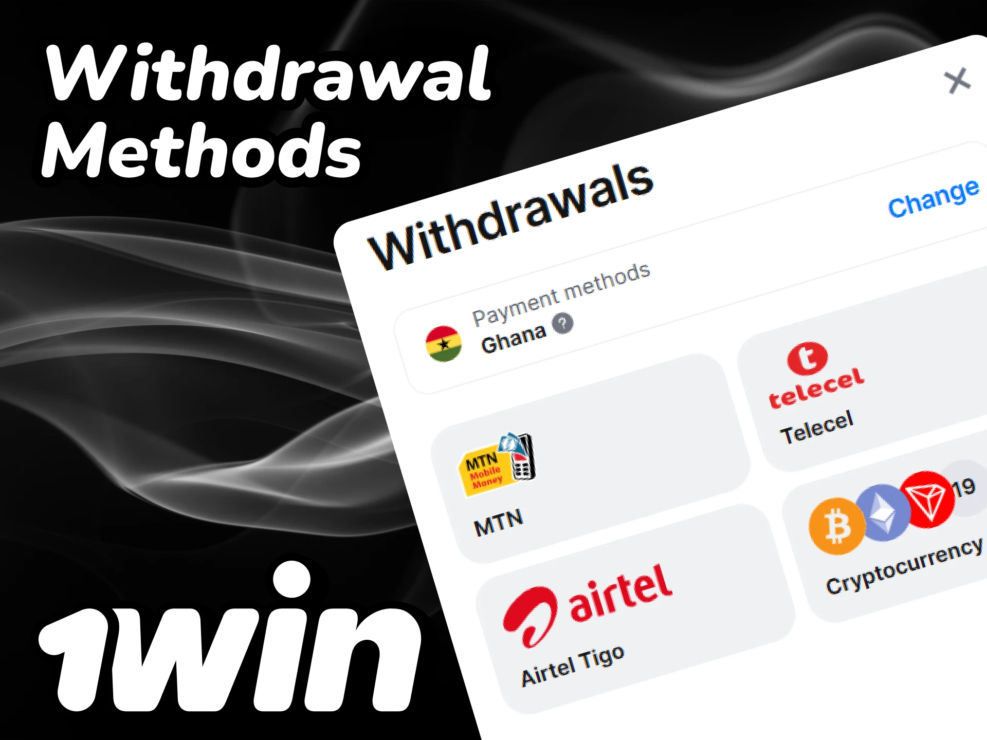 Select a method for withdrawing money from 1win.