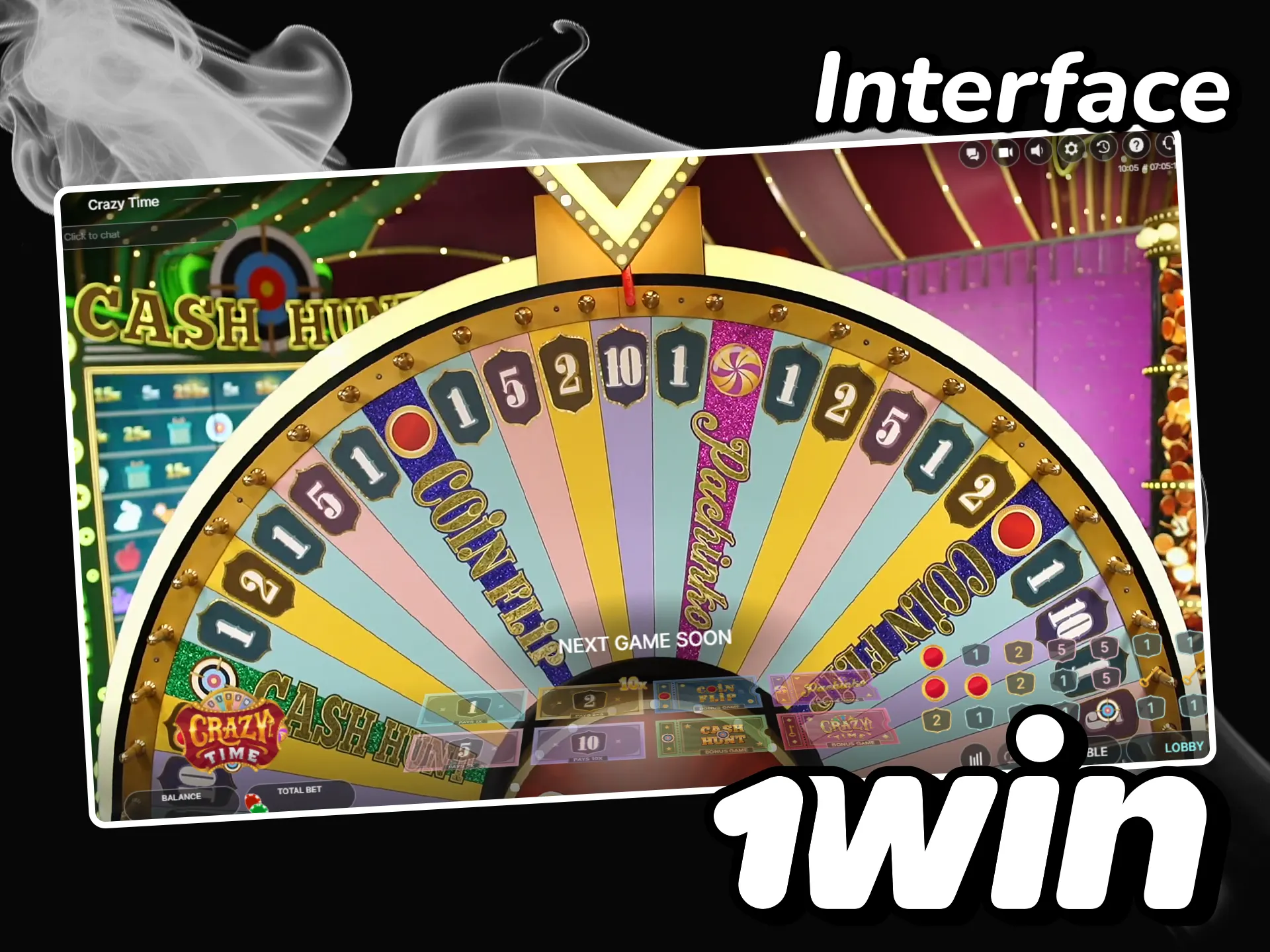 Open the user-friendly Crazy Time interface at 1win.