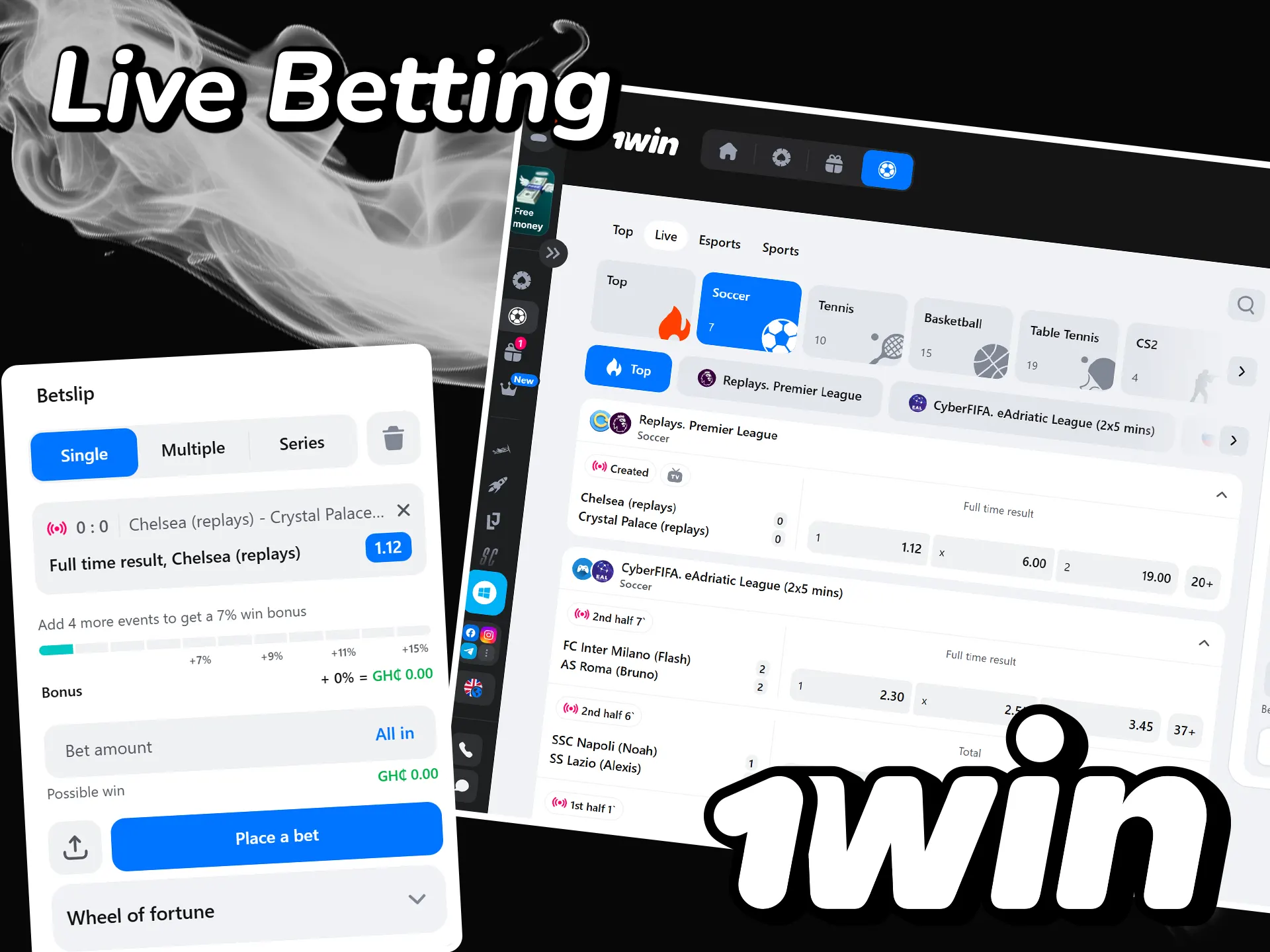 Explore live football betting opportunities at 1win.