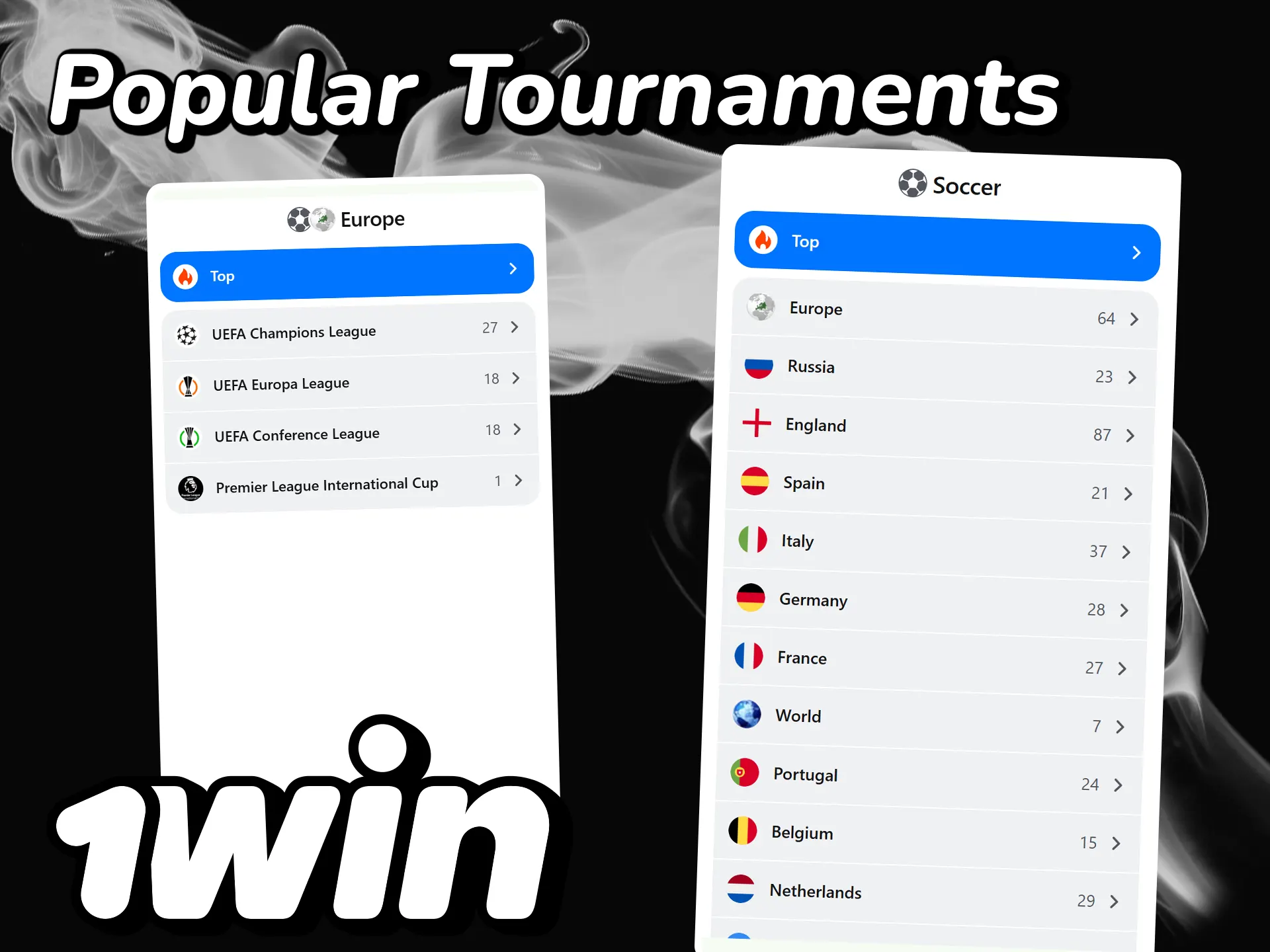 Check out popular football tournaments at 1win.