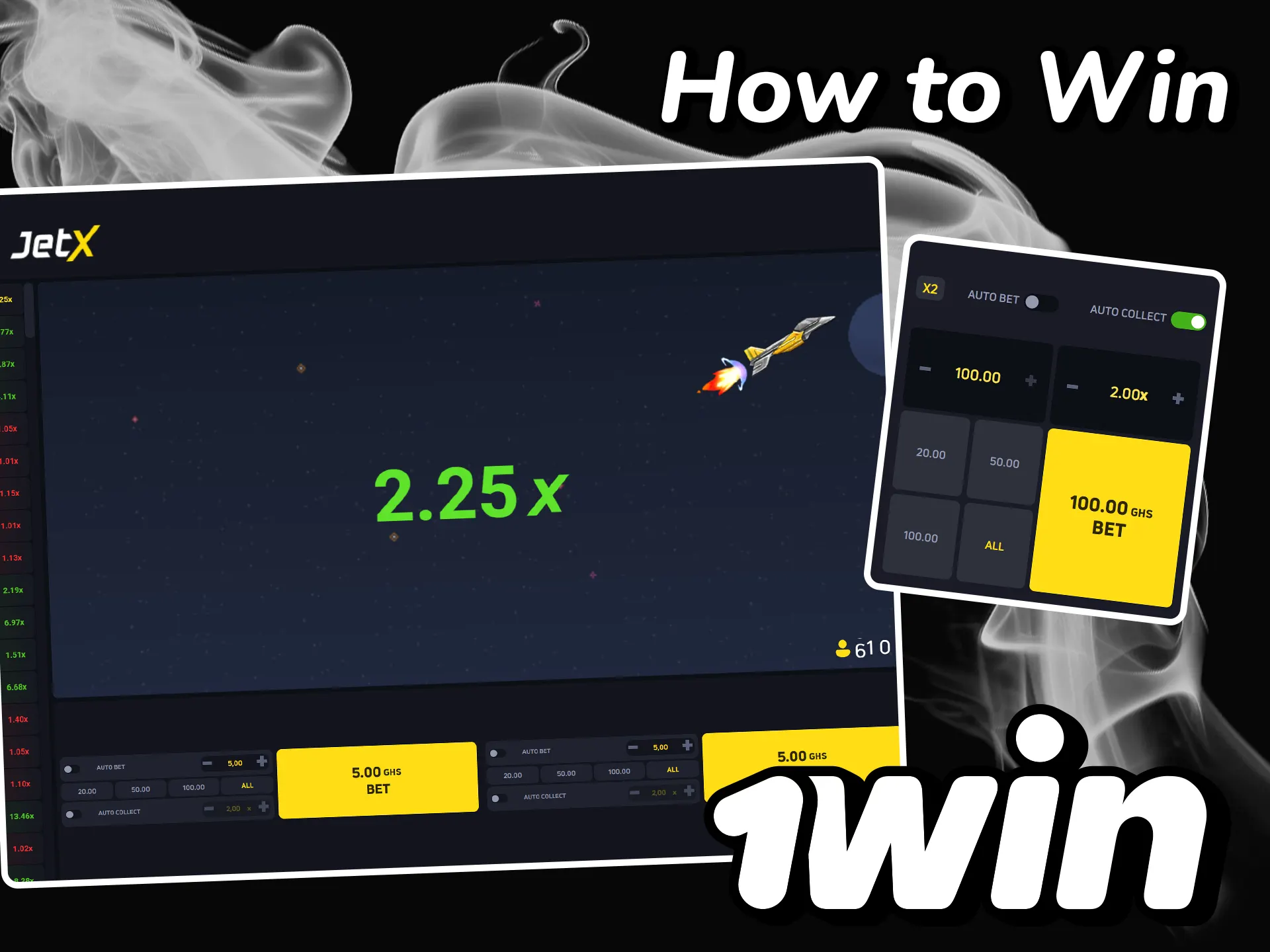 Choose winning strategies for JetX at 1win.