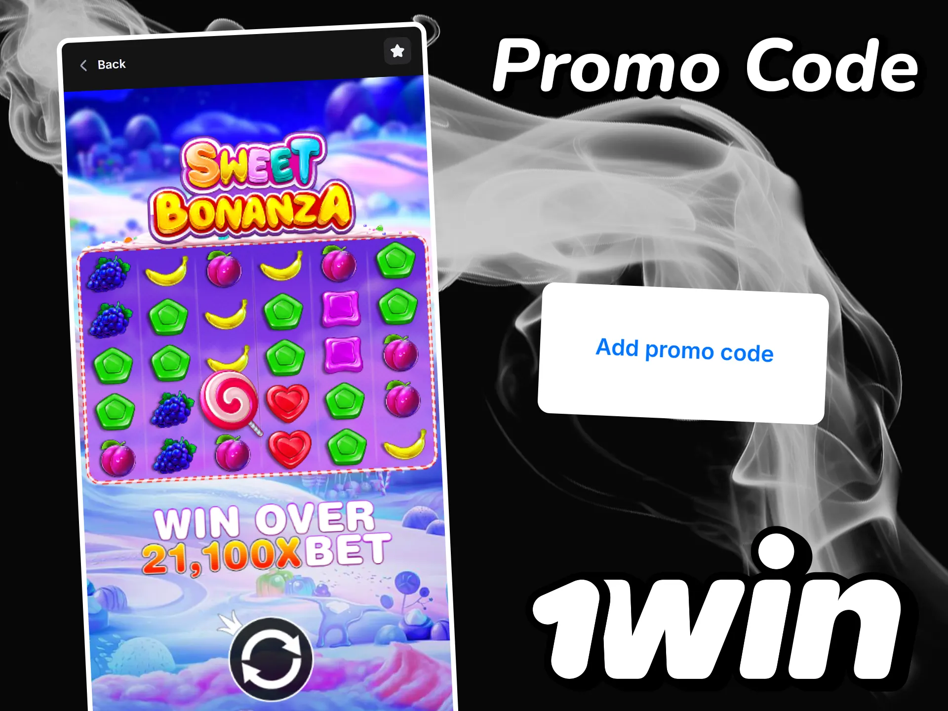 Get a bonus for Sweet Bonanza at 1win using the promo code.