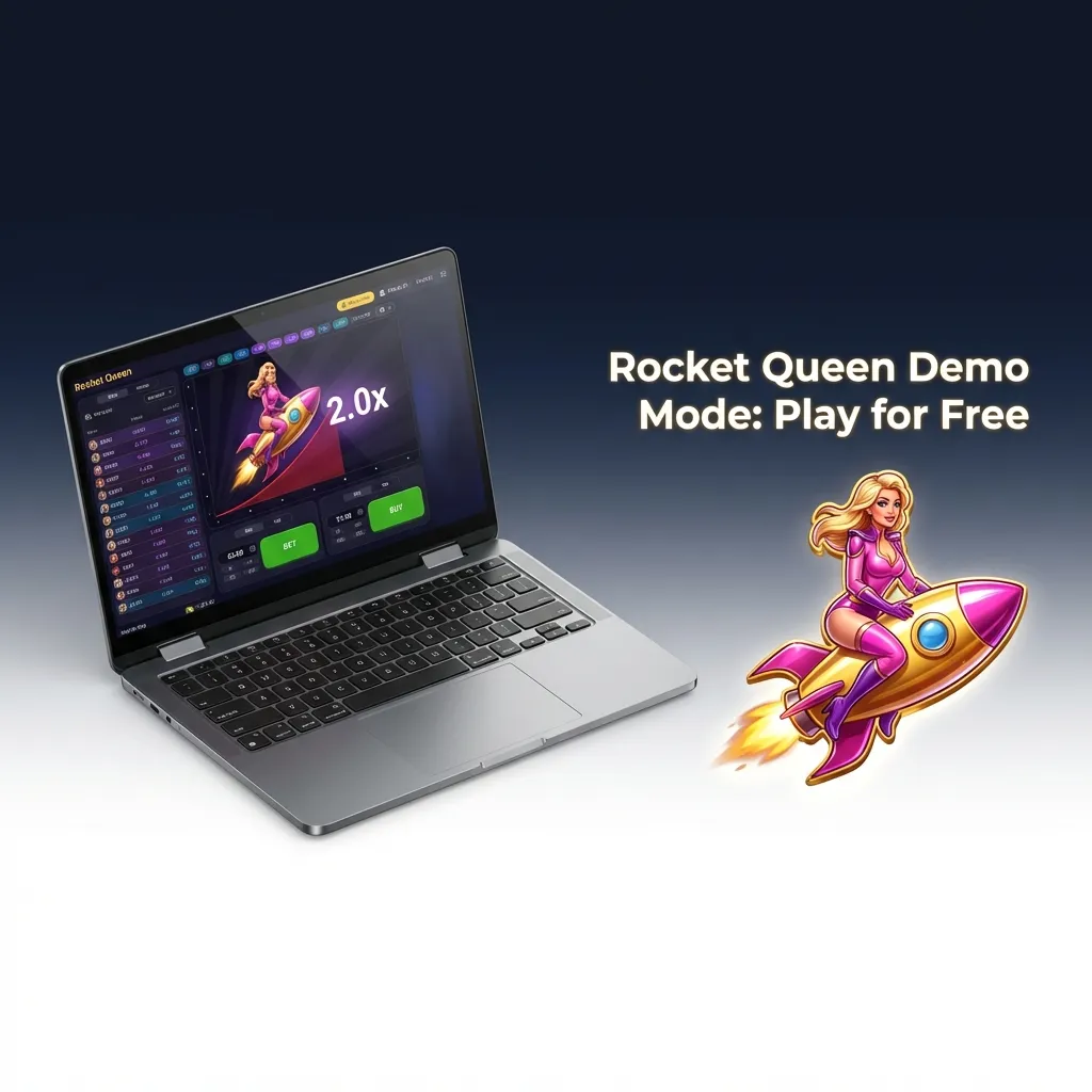 Rocket Queen demo mode interface showing virtual credits, multiplier display, and dual bet options for risk-free practice