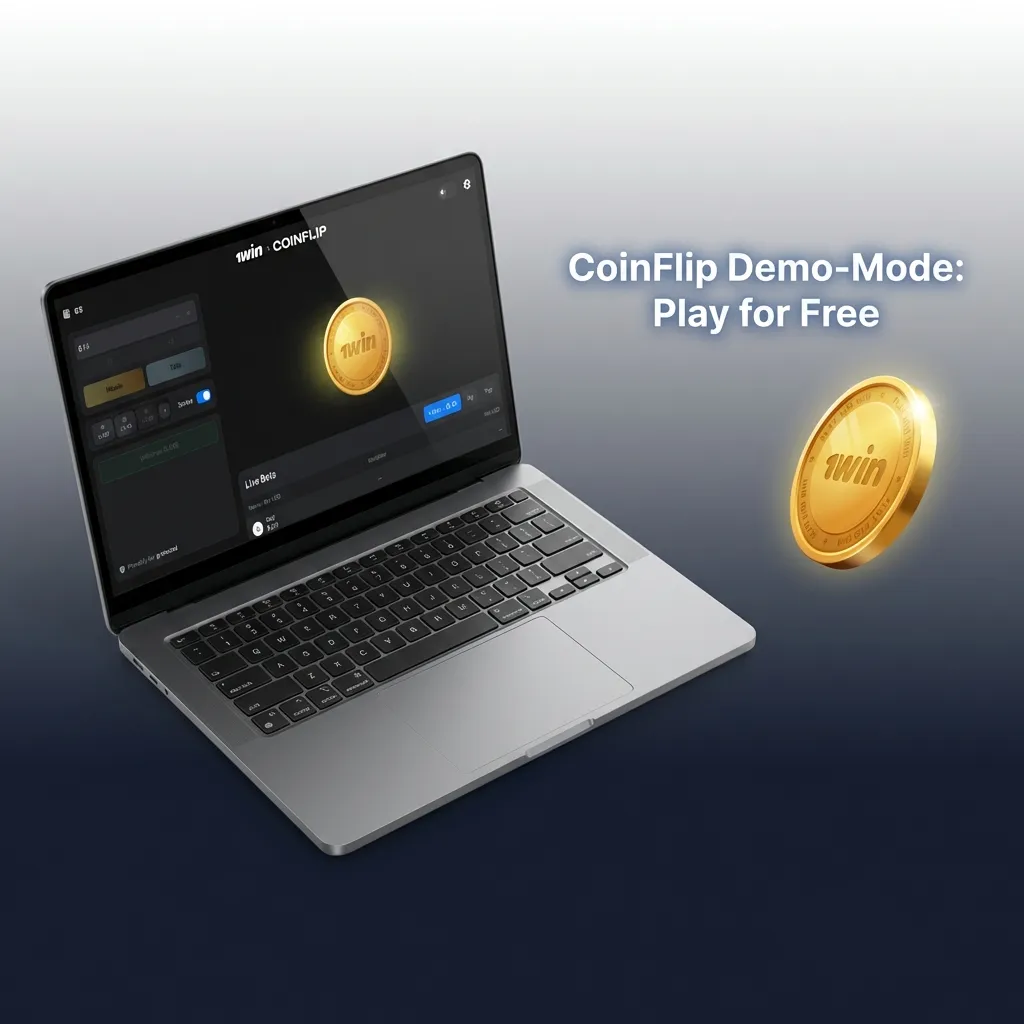 Player testing CoinFlip game interface in risk-free demo mode with unlimited practice credits before real-money play